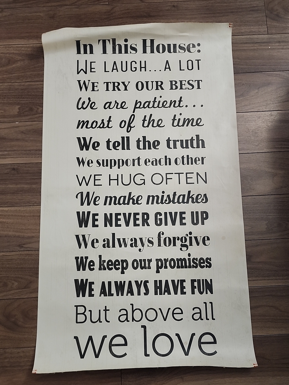 2/$18🌹 Inspirational Wall Sign - Black on Cream 20" X 36"